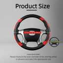 20 Inch Semi Truck Steering Wheel Cover, Anti-Slip Breathable Carbon Fiber Texture with Inner Ring, Black Red for Long-Haul Driving