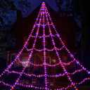 LED Spider Web Lights for Halloween Decorations Outdoor - 616 LEDs, 8 Lighting Modes, 16.4 Ft Light Up Giant Web (Purple & Orange)