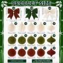 Syhood 60 Pcs Neutral Velvet Christmas Ornaments 30 Flocked Hanging Ball Ornament for Christmas Tree 30 Velvet Bow Green Brown Cream Shatterproof Ball Decoration Assortment Xmas Tree Winter Party