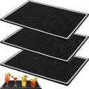 Jucoan 3 Pack 18 x 12 Inch Rubber Bar Mat for Countertop, 0.4 Inch Thicken Rubber Bar Service Mat, Non Slip Barber Mat for Station, Drink Spill Mats for Coffee Cocktail Bartender Bar Home