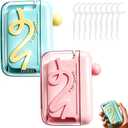 2pc Automatic Pop-up Portable Floss Dispenser with 50 Pcs Dental Floss, Refillable for Home, Restaurant, and On-the-Go Oral Care (Pink+Blue)