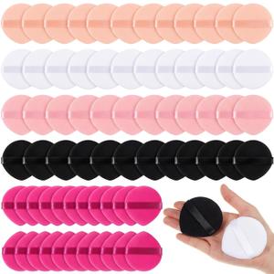 Meanplan 100 Pcs Powder Puff Face Soft Makeup Sponge Triangle Powder Puffs for Loose Velour Cosmetic Foundation Wet Dry Sponge Makeup Tools(Vivid Colors)