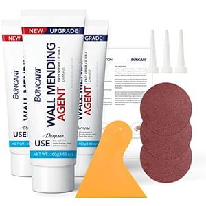BONCART Drywall Repair Kit, Spackle Wall Repair Kit, 3 Pack Wall Mending Agent Putty, Wall Repair Paste Plaster for Wall Crack/Nail Hole, Wall Hole Filler with Scraper/Sandpaper