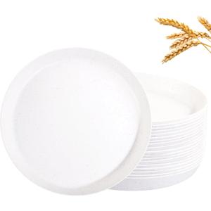 EI 18pcs White Wheat Straw Dinner Plates,Lightweight Dinner Plates,Premium Reusable Plastic Plates,Unbreakable Deep Dinner Plates for School,Family Dinner,Picninc