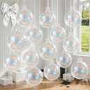14 Pcs Iridescent Round Foil Balloons 22/15/10 Holographic 4D Ball Balloons Clear Balloon Ornament Mylar Balloon for Girls Mermaid Under The Sea Rainbow Birthday Wedding Disco Party Decoration