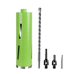 3 1/2 Inch Dry Core Drill Bit with Pilot Bit and 2 Pcs Adapters (SDS Plus Adapter&Hex Adapter), 5/8"-11 Threaded Diamond Core Bit for Concrete/Brick/Masonry, 10" Drilling Depth