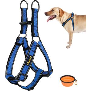 Dog Harness, No Pull, Reflective, Adjustable, Stops Pets from Pulling and Choking, Large, Blue, XL