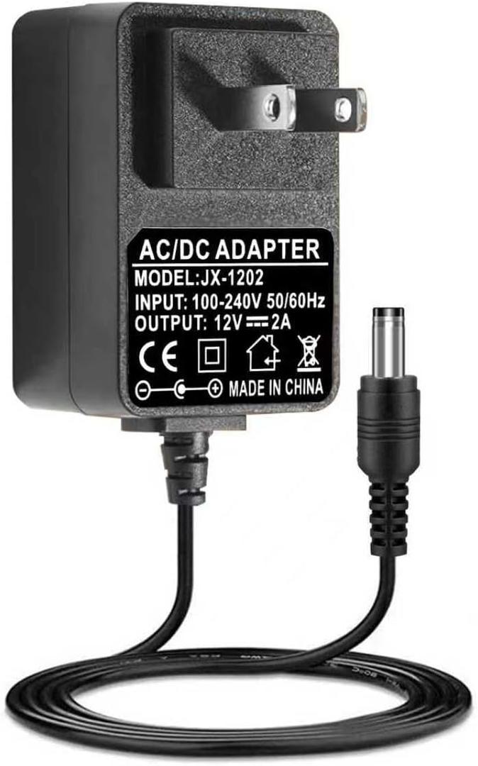 12V 2A AC DC Adapter Charger Compatible with Sunpin, Sylvania, Philips, Craig, Cooau, DBPower, YOTON, ieGeek, Synagy, Wonnie, Ematic Portable DVD Players Power Supply Cord Cable.