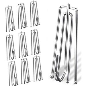 100 Pcs Stainless Steel Curtain Pleat Hook, Dveda Drapery Hooks Traverse Pleater, Curtain Pleater Tape Hooks, 4 Prongs Pinch Pleat Clips Hooks for Window Door Bathroom Curtain