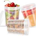 32 oz Twist Top Deli Container With Lids, Plastic Soup Freezer Food Storage Containers BPA Free, Leak Proof, Stackable, Microwave Dishwasher Safe-3 Pack (Clear)