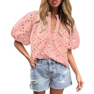 BETTE BOUTIK Spring Dresses Spring Tunic Short Sleeve Tops Casual Shirts Fashion Blouses Womens Tops Women's Fashion Light Pink Large (Pink, L)