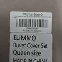 Cooling Queen Duvet Cover Set 3 Pieces-100% Washed Cotton with Chic Wide Trim Design Linen Like Textured Ultra Soft Cozy Bedding with Zipper Closure(Hemmed Light Brown,Queen 90"x90")