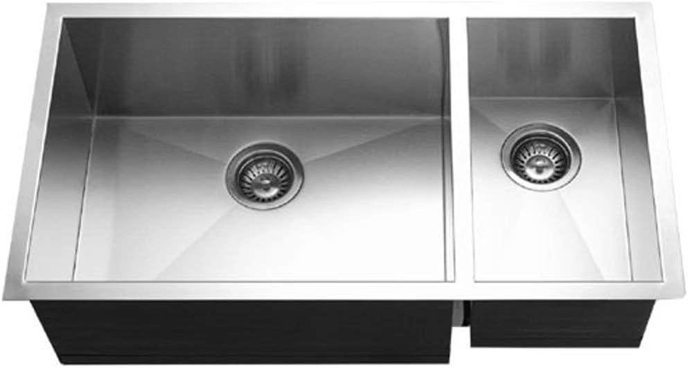 Houzer 33" Stainless Steel Undermount 70/30 Double Bowl Kitchen Sink
Contempo Series, Small Right Bowl, Includes Strainer & Bottom Grids, 10" Deep Sink Basin for Kitchen & Bar