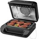 Electric Indoor Grill Air Fryer Combo,Chefavor Smokeless 11 QT 7-in-1 with Broil, Roast, Bake, Crisp, Dehydrate, Preheat, Smart Thermometer, Extra Large Capacity with Viewing Window, Black
