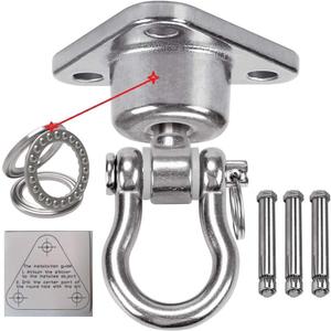 Dakzhou Stainless Steel Hanger with Smooth Swing Bearings, Heavy Duty 180°+360° Swivel Swing Hook, 1500 lb Capacity Playground Yoga Hammock Chair Rope, sandbag Porch Swing Bag Sleeve