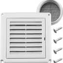 Funmit 4" Louvered Vent Cover Stops Birds Nesting for Outside Dryer Exhaust Air Vent Cover with 4 Screws for Easy Installation (White)