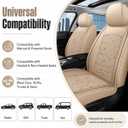 Car Seat Covers Full Set 5 Seats, Faux Leather & Breathable Cooling Mesh Universal Seat Covers for Cars, Anti-Slip Airbag Compatible Front & Rear Seat Protectors for Sedans SUV Truck, Beige