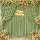 20x10FT Sage Green Backdrop Curtains with Lights for Parties,Wrinkle Free Wedding Photo Backdrop Curtains for Baby Shower Birthday Ceremony Reception Home Party Decorations-5ft x 10ft,4 Panels
