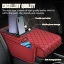 Hovom Car Center Console Cover, 13.39"7.87"2.76" Leather Armrest Cover for Cars, Memory Foam Armrest Pillow with Pocket, Cup Holder & Phone Slot, Universal Vehicle Arm Rest Cushion Pad (Red)