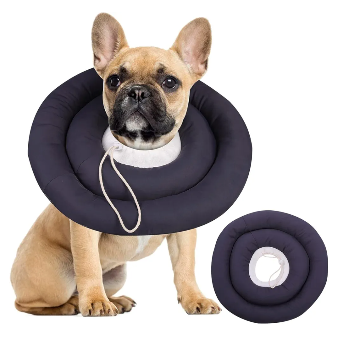 IDOMIK Dog Recovery Collar, Waterproof Soft Dog Cone After Surgery, Comfy Protective Elizabethan Collar Alternative for Dogs Cats, Adjustable Pet Neck Donut Cone Anti-Licking Biting Wounds, Grey, M