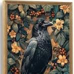 ICHZUMW Gothic Raven Decor Canvas Wall Art, Victorian Crow Pictures, Vintage Dark Academia Moody Floral Poster, Framed Cottagecore Wall Decor for Bedroom Living Room, 16x24in