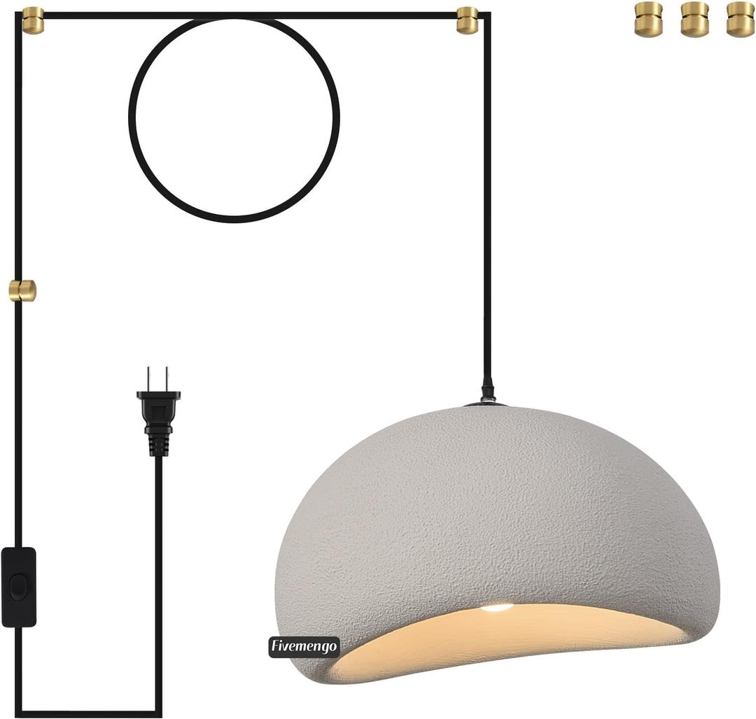 15.7in Plug in Chandelier, Wabi Sabi Pendant Light, 19.7ft Cord
Grey Wabi Sabi Hanging Lamp, Japanese Chandelier for Kitchen Island Dining Living Room Hallway Bedroom Restaurant 1 Pack