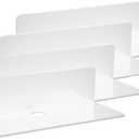 IEEK 9 Inch Acrylic Floating Shelves Set of 4,Small Wall Display Shelf for Bluetooth Speakers/Security Cameras/Nintendo Switch/Action Figures,Damage-Free Wall Shelves Stick-On Shelf,White (White With Adhesive Tape)