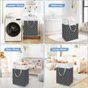 BlissTotes 3-Pack Laundry Basket, FreestandingWaterproof Laundry Hamper, Collapsible Tall Clothes Hamper with Easy Carry Handles for Clothes, Towels in the Family and Dorm,Clover Black,88L