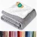 Sherpa Fleece Blanket Queen Size - Reversible Sherpa Fleece Queen Blanket - Super Soft Double Sided for Bed, Sofa, Couch - Thick, Warm, Fuzzy & Plush - Luxurious Bedding for Winter - Grey, 90" x 90"