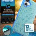 ZAGG London Snap Case for iPhone 16 Plus - Embroidered Doodle Fabric Design, MagSafe Compatible, 13ft Drop Protection with Graphene, Slim & Lightweight, Wireless Charging Compatible, Blue