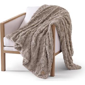 UGG Adalee Faux Fur Throw Blanket Luxury Lightweight Cozy Soft Throw for Couch Bed or Chair Hypoallergenic Machine Washable Double-Sided Fluffy Blanket Home Decor, 50-Inch x 70-Inch, Oyster Brown