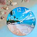 JoFomp Beach Outdoor Clocks for Patio, Large Outdoor Clocks Waterproof 16 Inch with Glass, Outdoor Wall Clocks Battery Operated, Pool Clock Outdoor Weatherproof, Outside Clock for Backyard/Garden