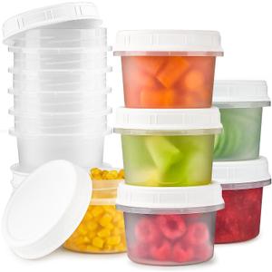 TUZAZO 8 Oz Food Storage Containers with Screw Lids, 12-Count Reusable Small Freezer Plastic Containers for Portion and Meal Prep | Microwave-, Freezer-, Dishwasher-Safe | BPA Free
