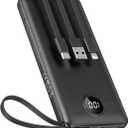VEEKTOMX Portable Charger with Built-in Cables 10000mAh Power Bank for iPhone Slim Fast Charge USB C Battery Pack Travel Essentials Powerbank Compatible with iPhone, Samsung, Android, etc