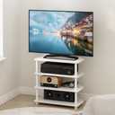 Furinno ECON TV Stand, 4-Tier Corner Petite Entertainment Center, Open Frame TV Console for TV up to 32 Inch, Easy Assembly, for Living Room, Bedroom, White