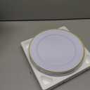 Goodluck 12 Inch White Charger Plates, 50 Pack White Charger Plates with Gold Trim, for Dinner Plates, Plastic Plates for Dinner, Wedding, Party, New Year