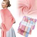 Ramede 50 Pack Pashmina Shawls and Wraps 79 x 28 Inch Bulk Wedding Favors Bridal Shawls Gifts for Guests with Thank You Cards
