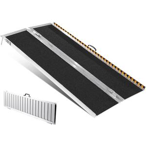 VEVOR Portable Wheelchair Ramp, 183 cm 363 kg Capacity, Non-Slip Aluminum Folding Threshold Ramp, Foldable Mobility Scooter Ramp Wheel Chair Ramp, Handicap Ramp for Home Steps, Stairs, Doorways, Curbs