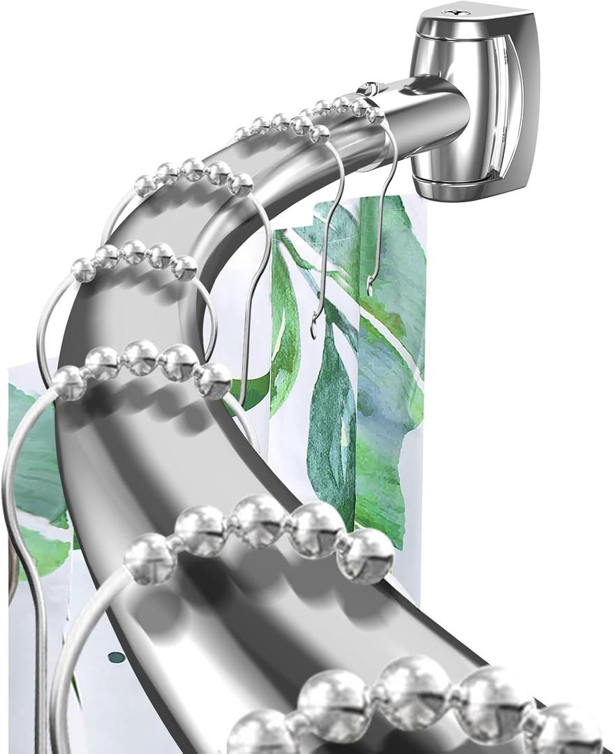 Haryaers Silver Curved Shower Curtain Rod 43-78 in Adjustable Bowed Shower Rods Rounded Shower Curtain Rod Bathroom, Bathtub, Stall Rust Proof, Premium Stainless Steel Need to Drill
