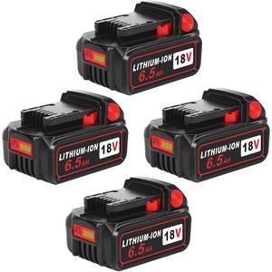 18V 6.5Ah Battery Replacement for Milwaukee M18 Lithium-Ion High Output Battery 48-11-1862 (4-Pack)