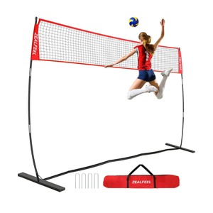 Volleyball Net, 12ft Training Set Height Adjustable, Portable Freestanding Practice for Hitting or Serving Drills, Pop up With Carry Bag for Backyard or Outdoor