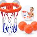 Bath Toys - Bathtub Basketball Hoop for Kids Toddlers - Mold Free Bath Toys with Suction Cup & 3 No Hole Balls - Shower and Bathtub Toys for Toddlers - Boys Girls