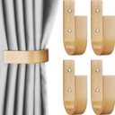Kigley 4 Pcs Curtain Tiebacks Wood Holdbacks Wooden Curtain Hooks U Shaped Holders Wall Mount Pullbacks for Home Outdoor Decor(Wood Color)