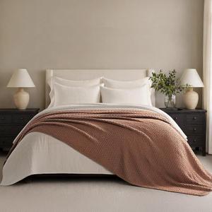 EVERGRACEHOME Chunky Chenille Knit Throw Blanket, 108x92, Terracotta Clay | Sculpted Moss Stitch, Chic Modern Farmhouse, All-Season Warmth, OEKO-TEX Certified, Oversized King for Couch, Bed, Sofa
