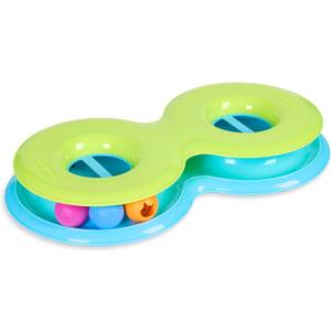 Catstages Infinity Ball Track for Cats with Two Balls, Including One Light-Up-Ball, Figure-8 Shaped Track Compatible with Topper Toys, Green