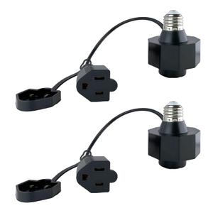 3 in 1 Outlet Light Socket Adapter,E26/E27 Bulb Socket to 3 Prong Outlet with Extension Cord, Flexible Light Socket Converter Suitable for Indoor Outdoor Porch Garage Patio CCTV Camera Use (2)