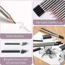 Mr. Pen- Drawing Sketching Pencil Set, 19 pcs, Graphite Pencils (10B-6H), Graphite Sticks, Erasers, Metal Sharpener, for Drawing, Sketching, Shading & Art Projects (Black)