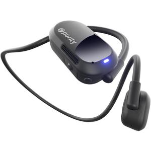 Purity Air Open Ear Headphones - True Air Conduction Wireless Bluetooth Open Ear Earbuds with Dual Mic for iPhone/Android - Secured Long Wearing Comfort, Sports Sweat Resistant (Black/Black)