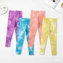4 Pack Girls Printed Leggings Soft Yoga Pants Kids Tie-Dye Leggings (Multicolor 6)
