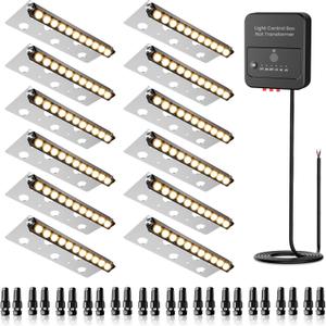 8 Inch Retaining Wall Lights 5W Hardscape Lighting IP66 Waterproof Low Voltage Step Lights Outdoor 2700K Landscape Lights for Patio Walls Stairs with Connectors 12 Pack